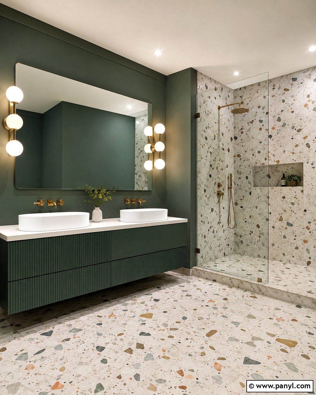 Pewter Green Bathroom With Terrazzo Tile - 20 pewter green bathroom ideas