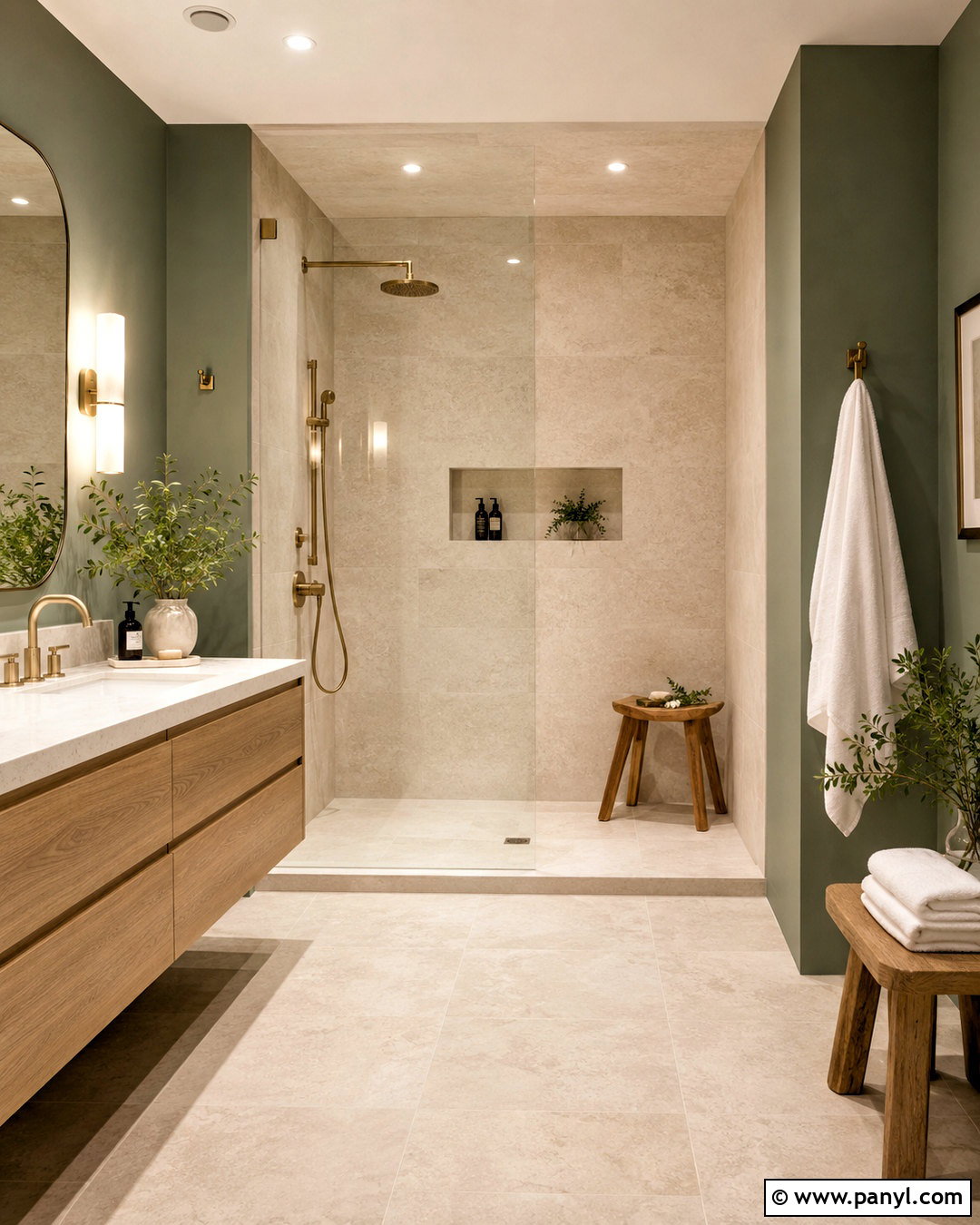 Pewter Green Bathroom With Walk-In Shower - 20 pewter green bathroom ideas