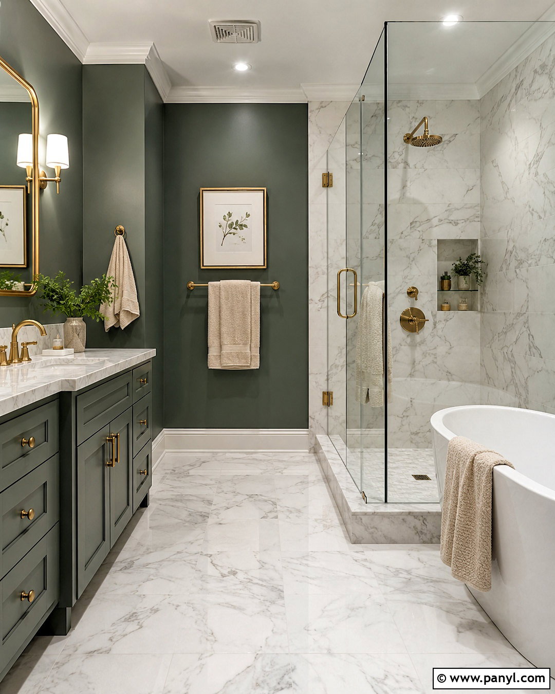 Pewter Green Bathroom With White Marble - 20 pewter green bathroom ideas
