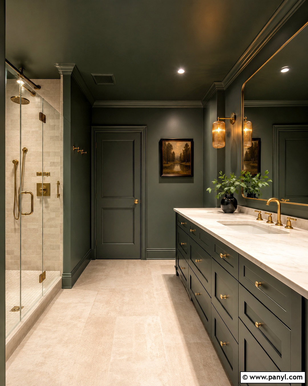 Pewter Green Color Drenched Bathroom - 20 pewter green bathroom ideas
