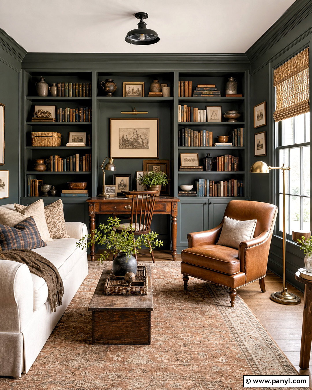 Pewter Green Farmhouse Library - 20 sherwin williams farmhouse colors