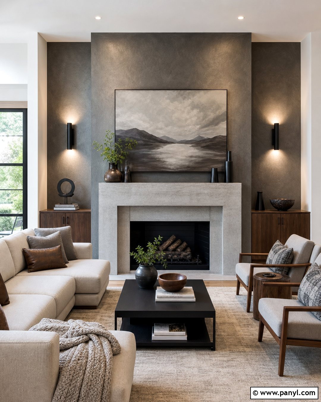 Pewter Metallic Paint Accent Wall Fireplace - 20 Metallic Paint Accent Wall Ideas