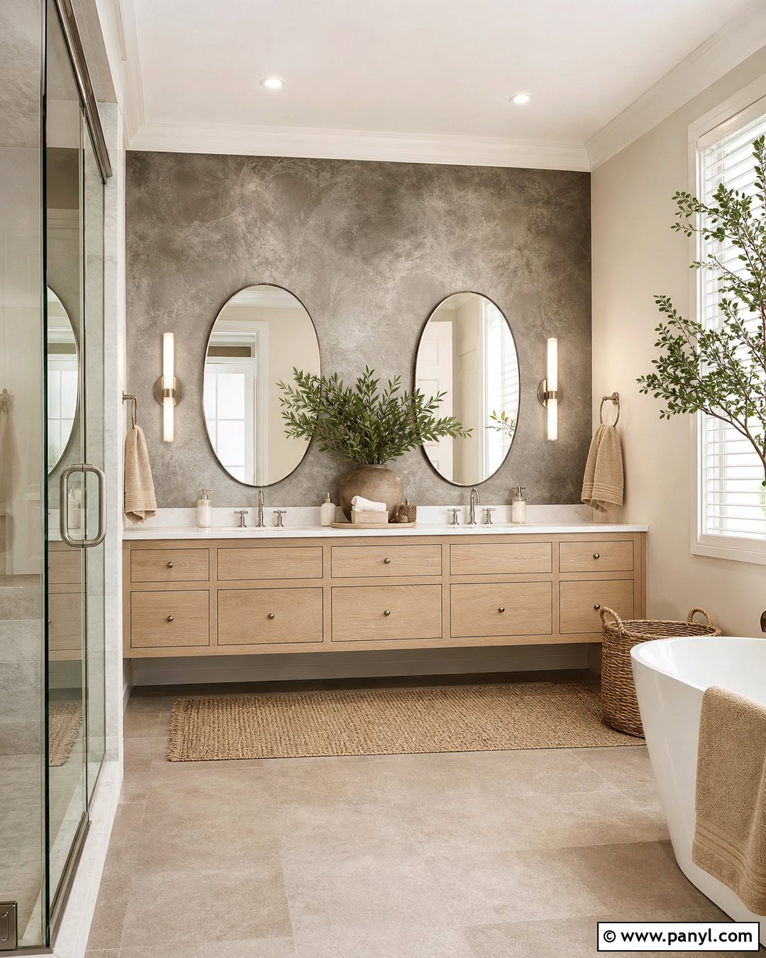 Pewter Metallic Plaster Wall - 20 Metallic Accent Wall Bathroom Ideas
