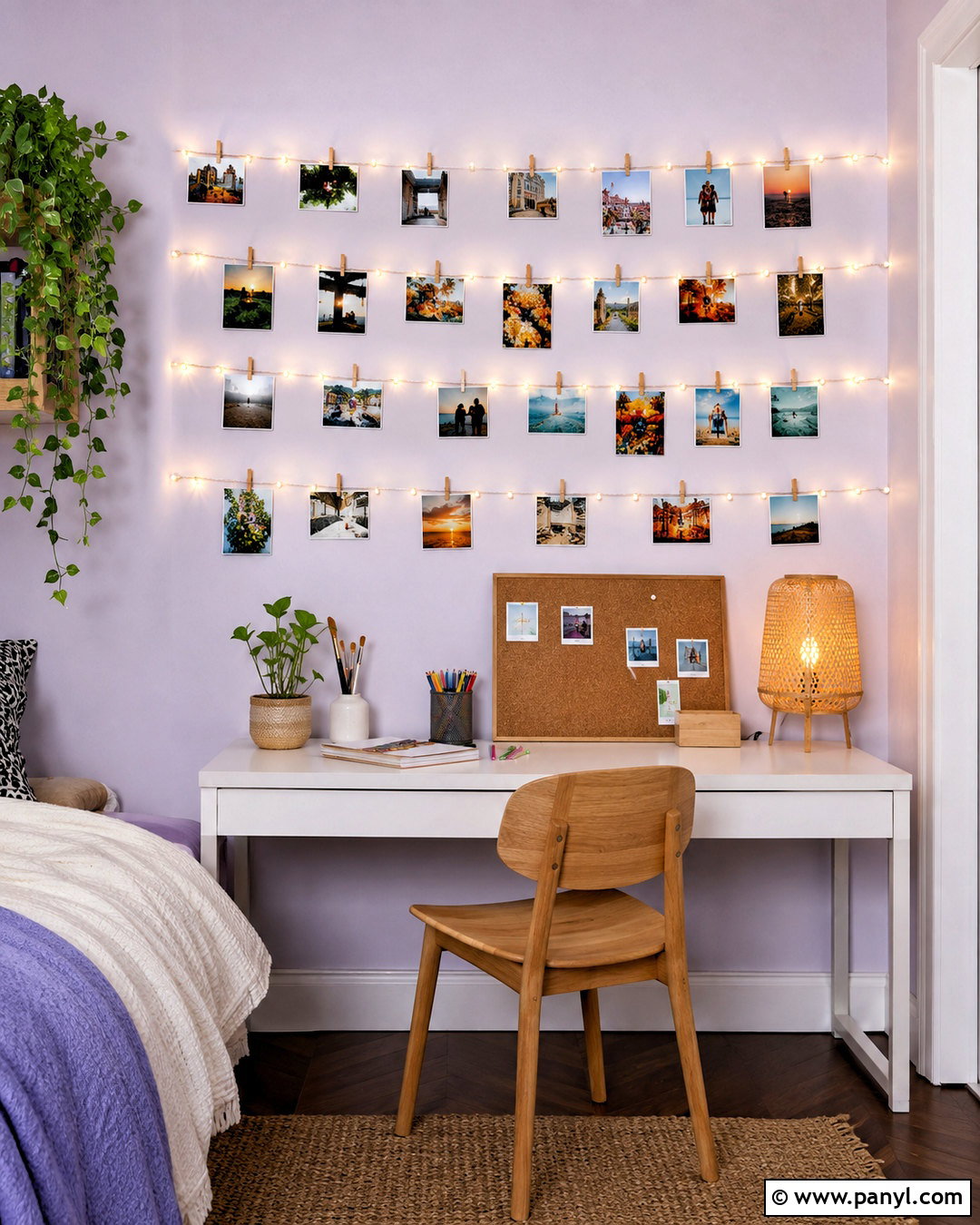 Photo Collage Wall With String Lights - 20 photo collage wall ideas