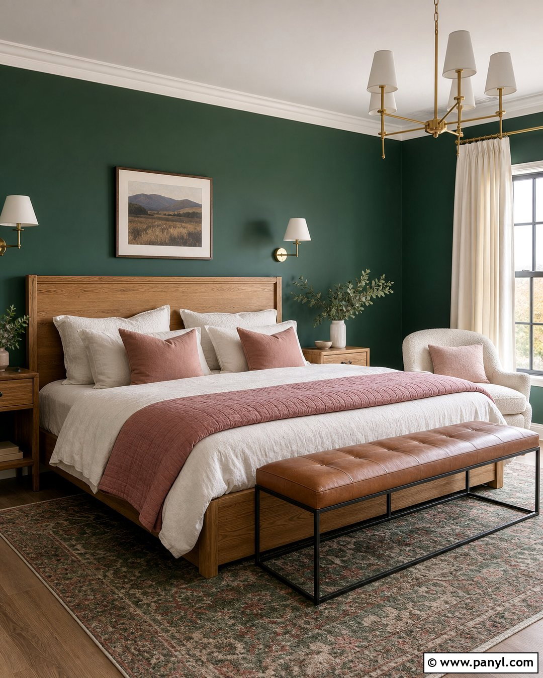 Phthalo Green Bedroom With Blush Pink - 20 Phthalo Green Walls