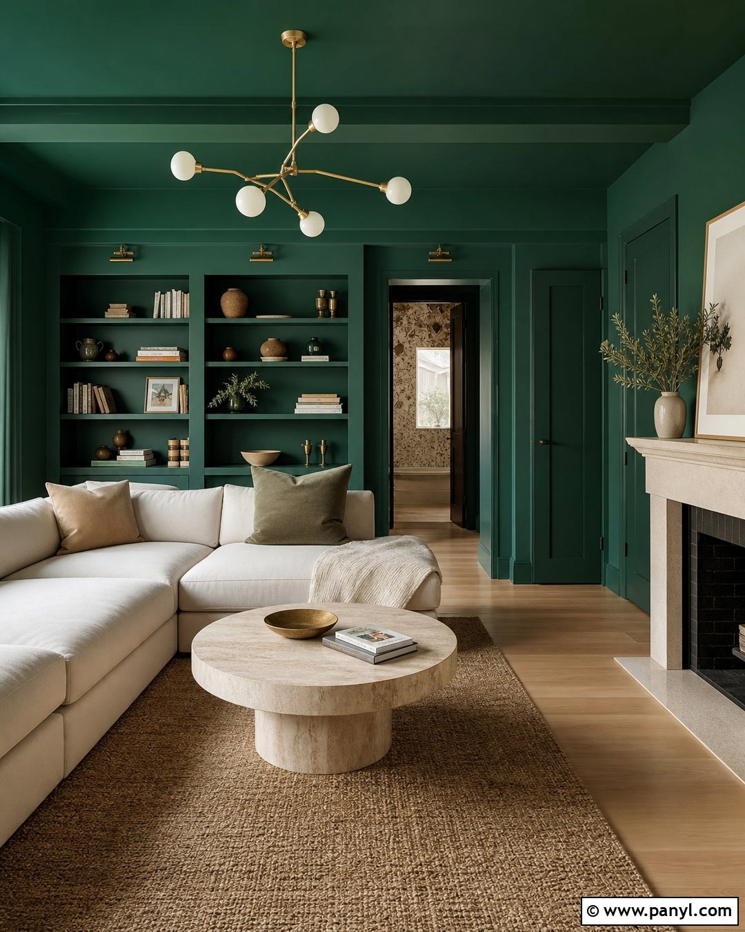 Phthalo Green Color-Drenched Living Room - 20 Phthalo Green Walls