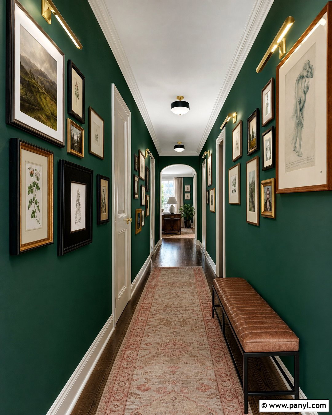 Phthalo Green Hallway Gallery Wall - 20 Phthalo Green Walls