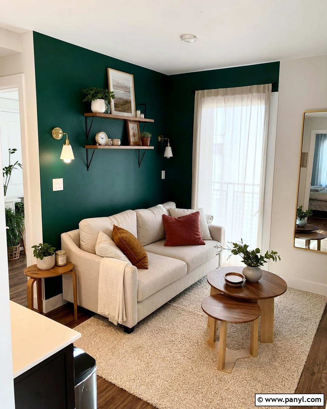 Phthalo Green Walls In A Small Apartment - 20 Phthalo Green Walls