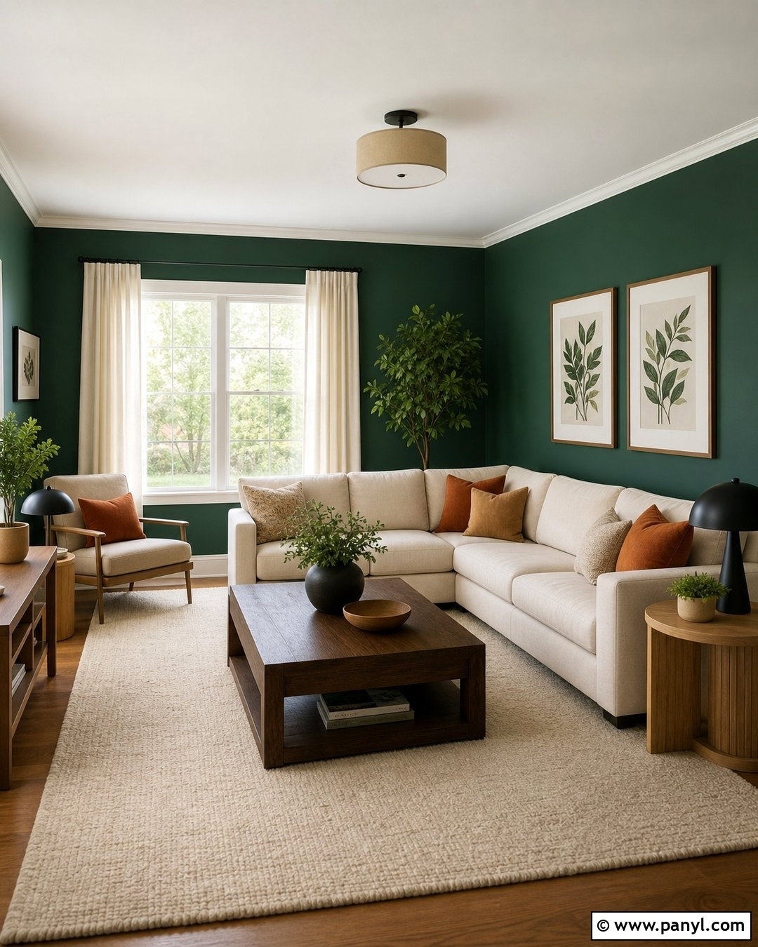 Phthalo Green Walls With Cream Furniture - 20 Phthalo Green Walls
