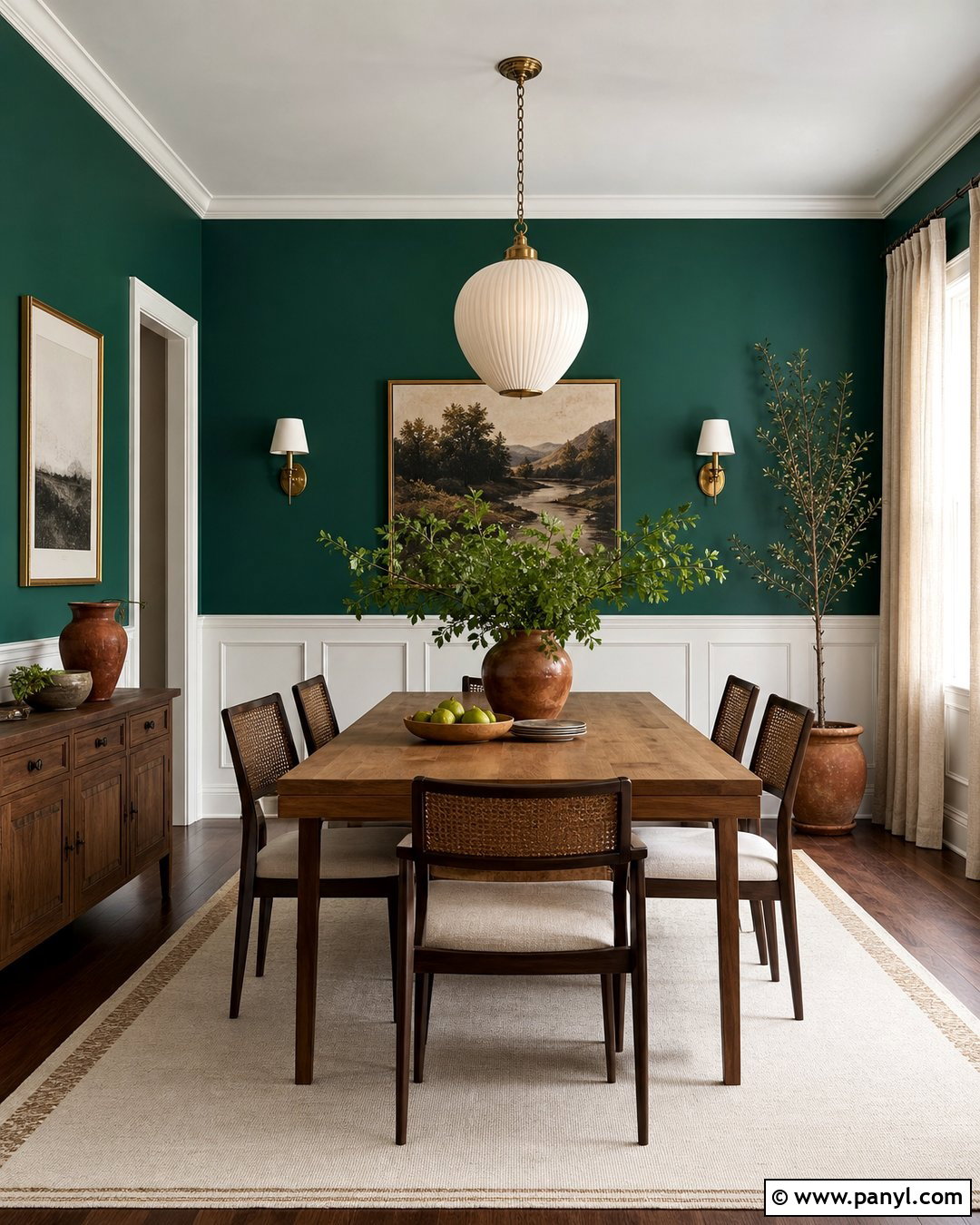 Phthalo Green Walls With White Wainscoting - 20 Phthalo Green Walls