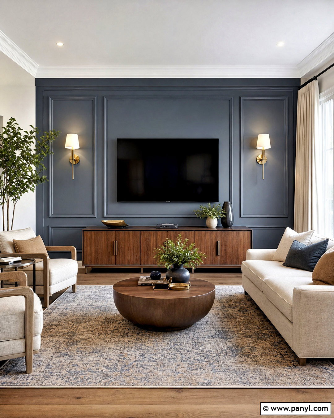 Picture Frame Molding TV Accent Wall - 20 behind tv accent wall ideas