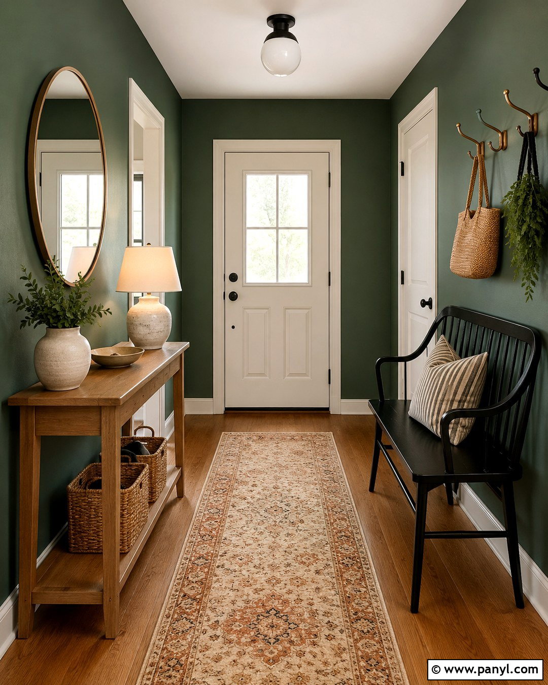 Pine Green Entryway Walls - 20 Rich Green Wall Paint Ideas