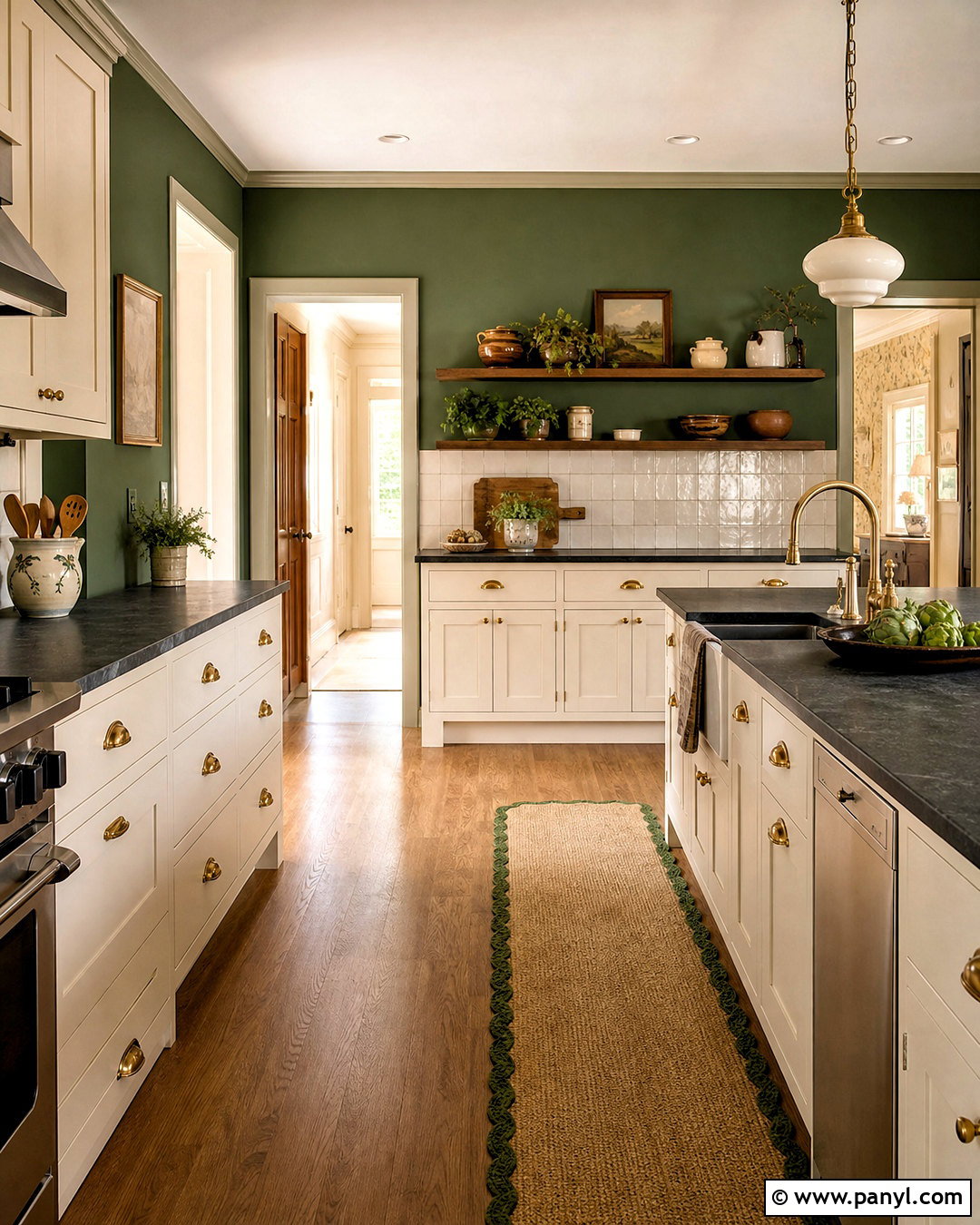 Pine Green Kitchen - 20 green wall color ideas