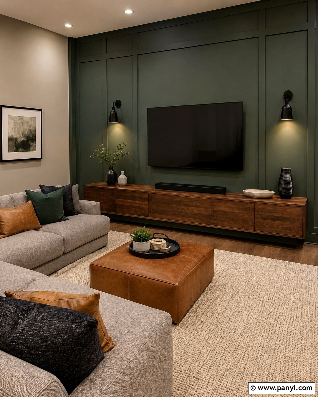 Pine Green Media Room Accent Wall - 20 Best Green For Accent Wall Ideas