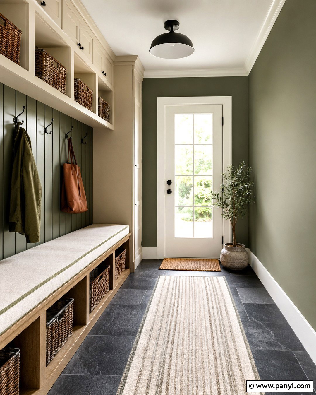 Pine Green Mudroom Wall - 20 Plain Green Wall Ideas