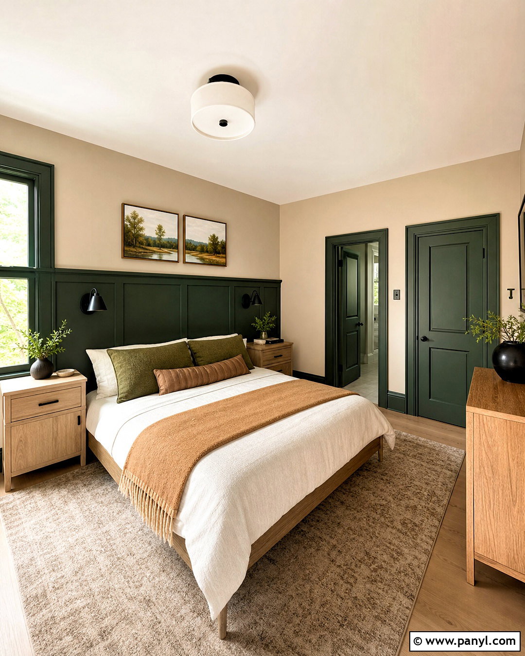 Pine Green Skirting Boards With Greige Walls - 20 green skirting boards