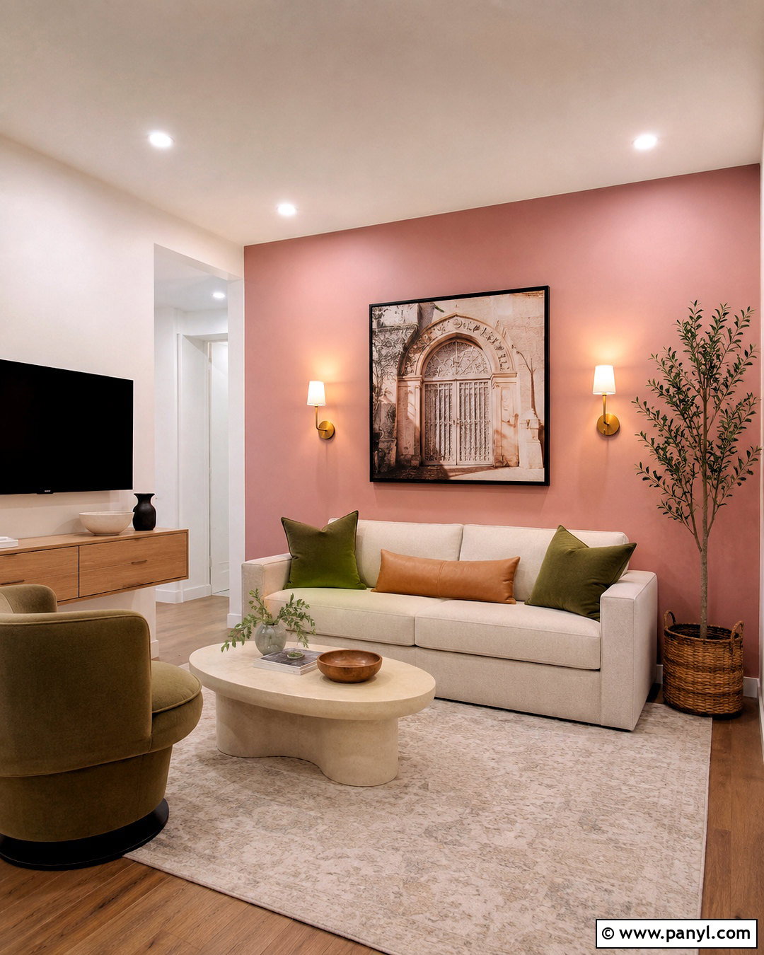 Pink Accent Wall In A Small Living Room - 20 pink wall living room ideas