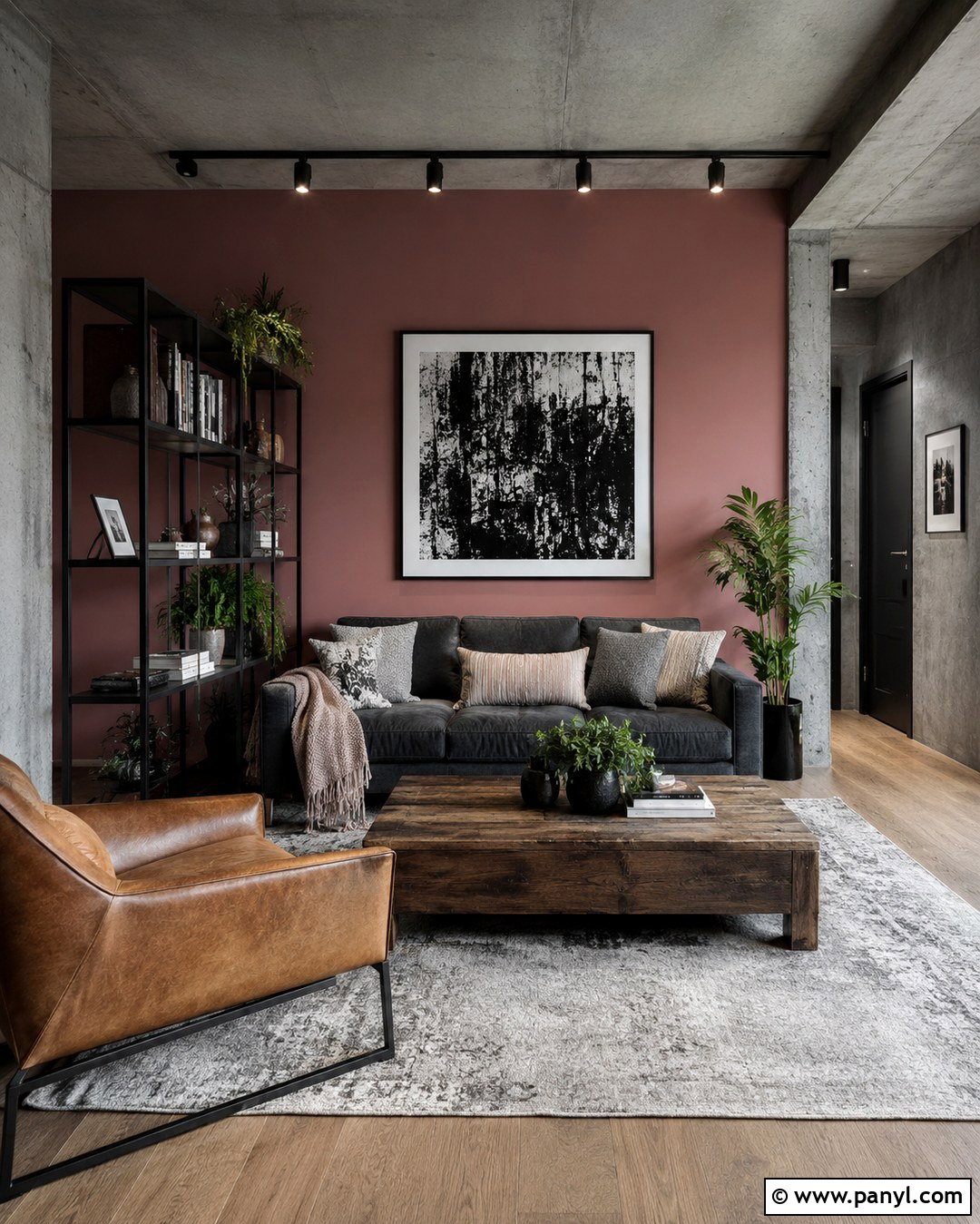 Pink Accent Wall With Industrial Grey Room - 20 Grey Room With Pink Accent Wall Ideas