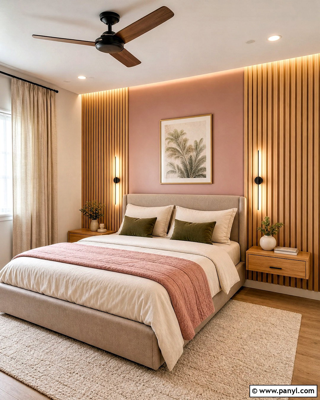 Pink Accent Wall With Wood Slats - 20 pink accent wall bedroom ideas