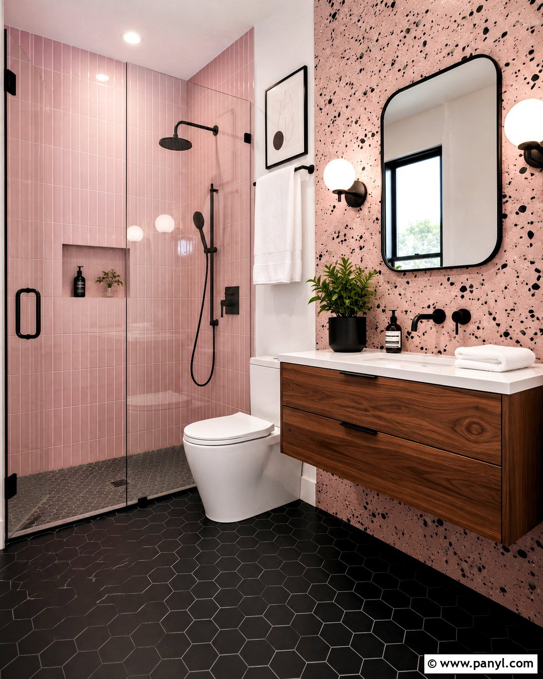 Pink And Black Bathroom - 20 pink colour room ideas