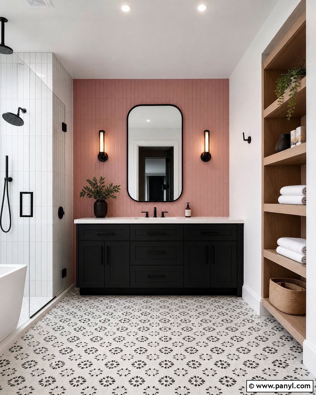 Pink And Black Bathroom Accent Wall - 35 pink accent walls