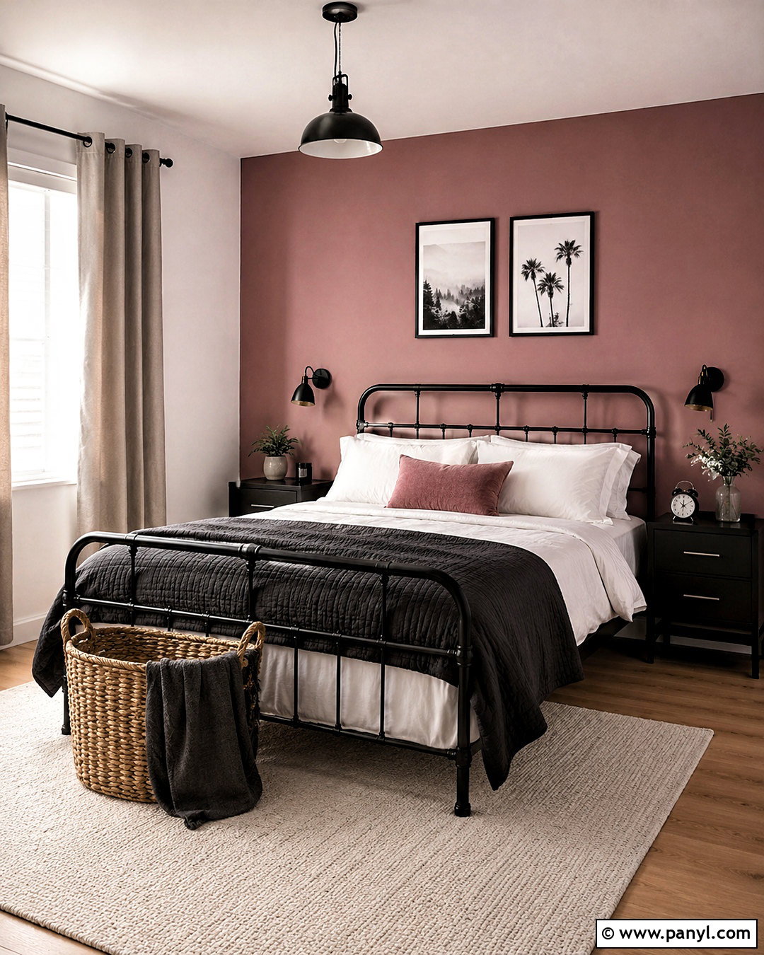 Pink And Black Bedroom - 20 pink feature wall bedroom ideas
