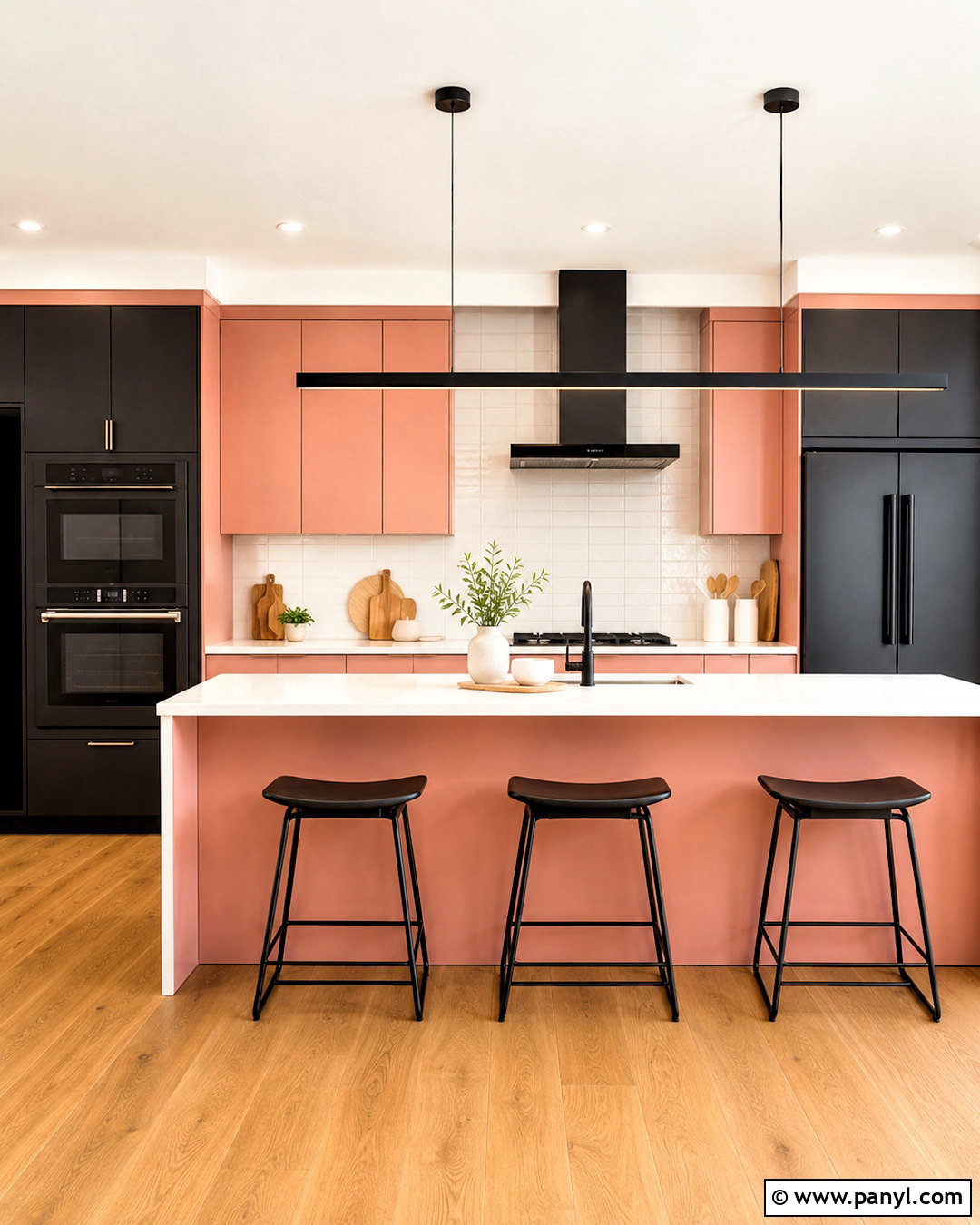 Pink And Black Modern Kitchen - 20 pink kitchen designs