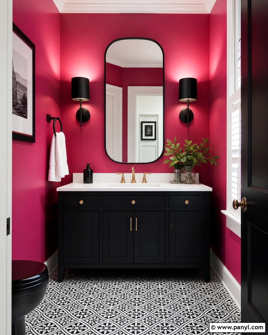 Pink And Black Powder Room Walls - 35 Pink Painted Walls