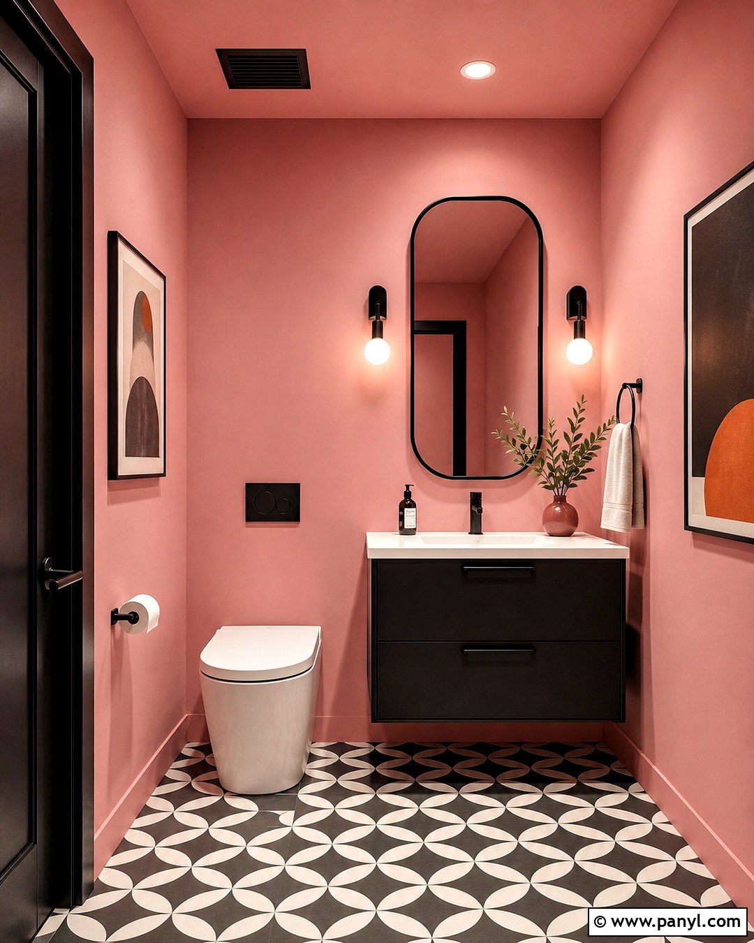 Pink And Black Toilet Room - 20 pink toilet room ideas
