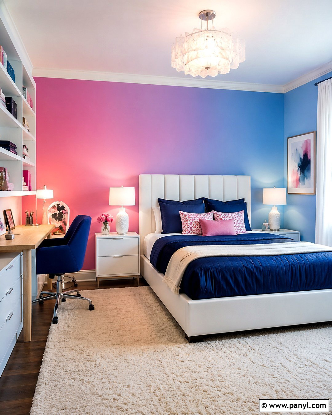 Pink And Blue Ombre Teen Bedroom Wall - 20 Pink Ombre Wall Paint Ideas