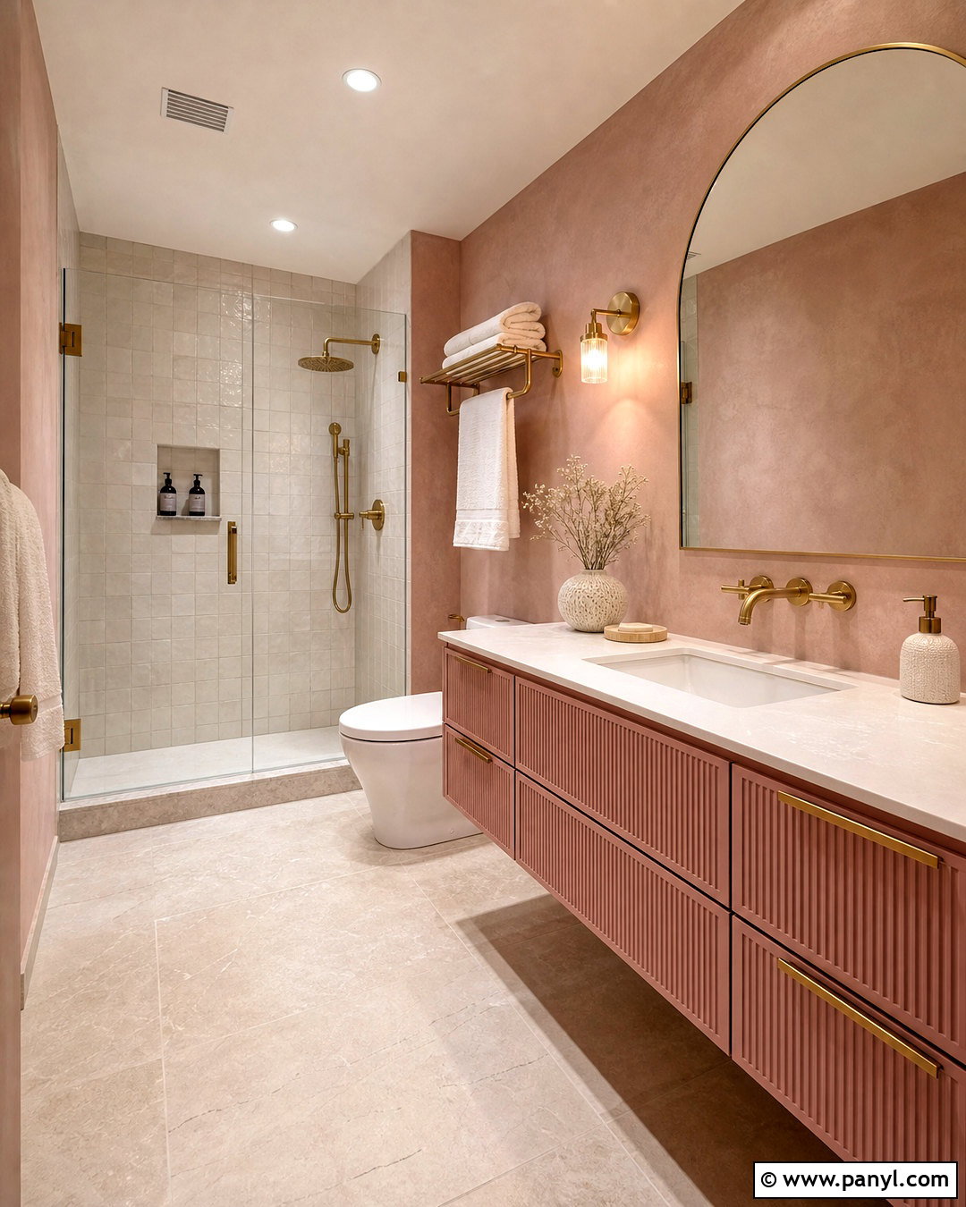 Pink And Brass Bathroom - 20 small pink bathroom ideas