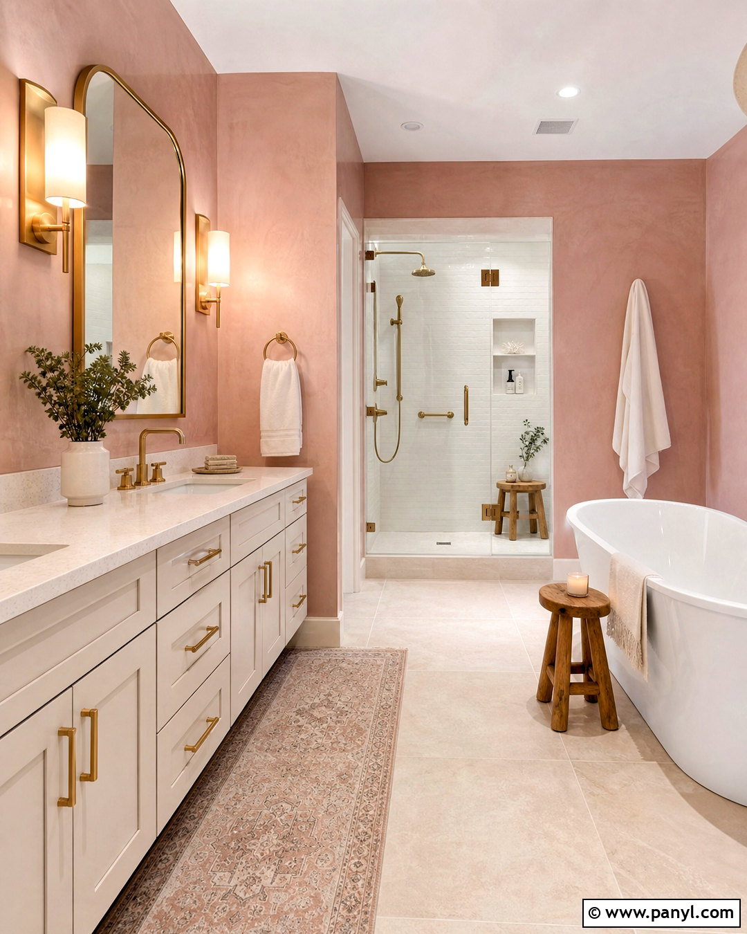 Pink And Brass Bathroom - 20 pink bathroom paint ideas