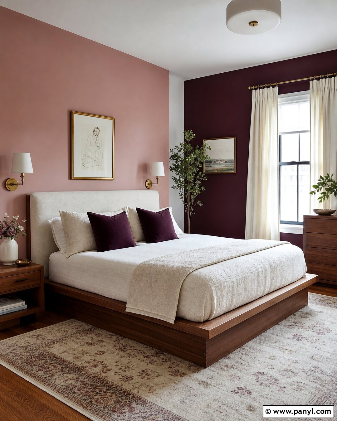 Pink And Burgundy Bedroom Walls - 20 Room With Different Colored Walls