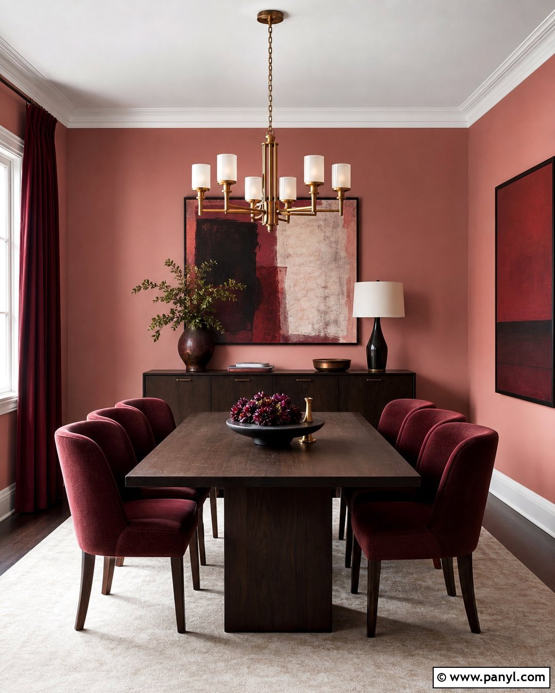 Pink And Burgundy Dining Room - 50 Pink Wall Ideas