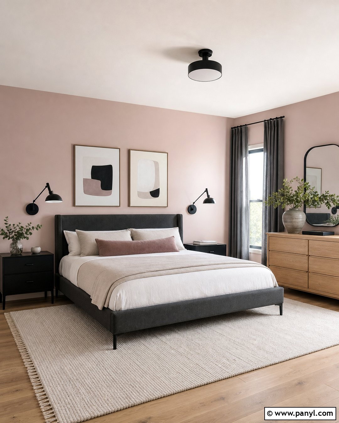 Pink And Charcoal Bedroom - 35 Pink Wall Color Ideas