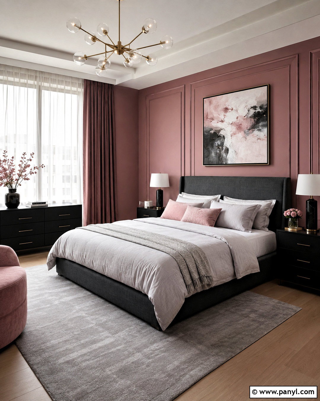 Pink And Charcoal Gray Bedroom - 20 pink paint bedroom ideas
