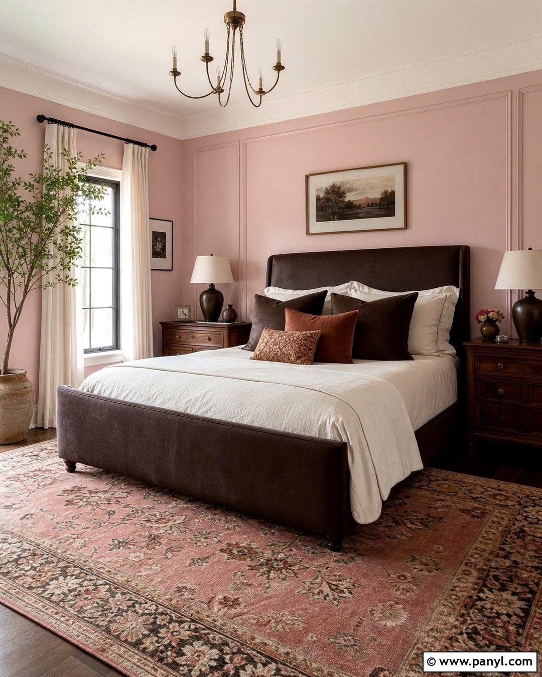 Pink And Chocolate Brown Bedroom - 50 Pink Wall Ideas