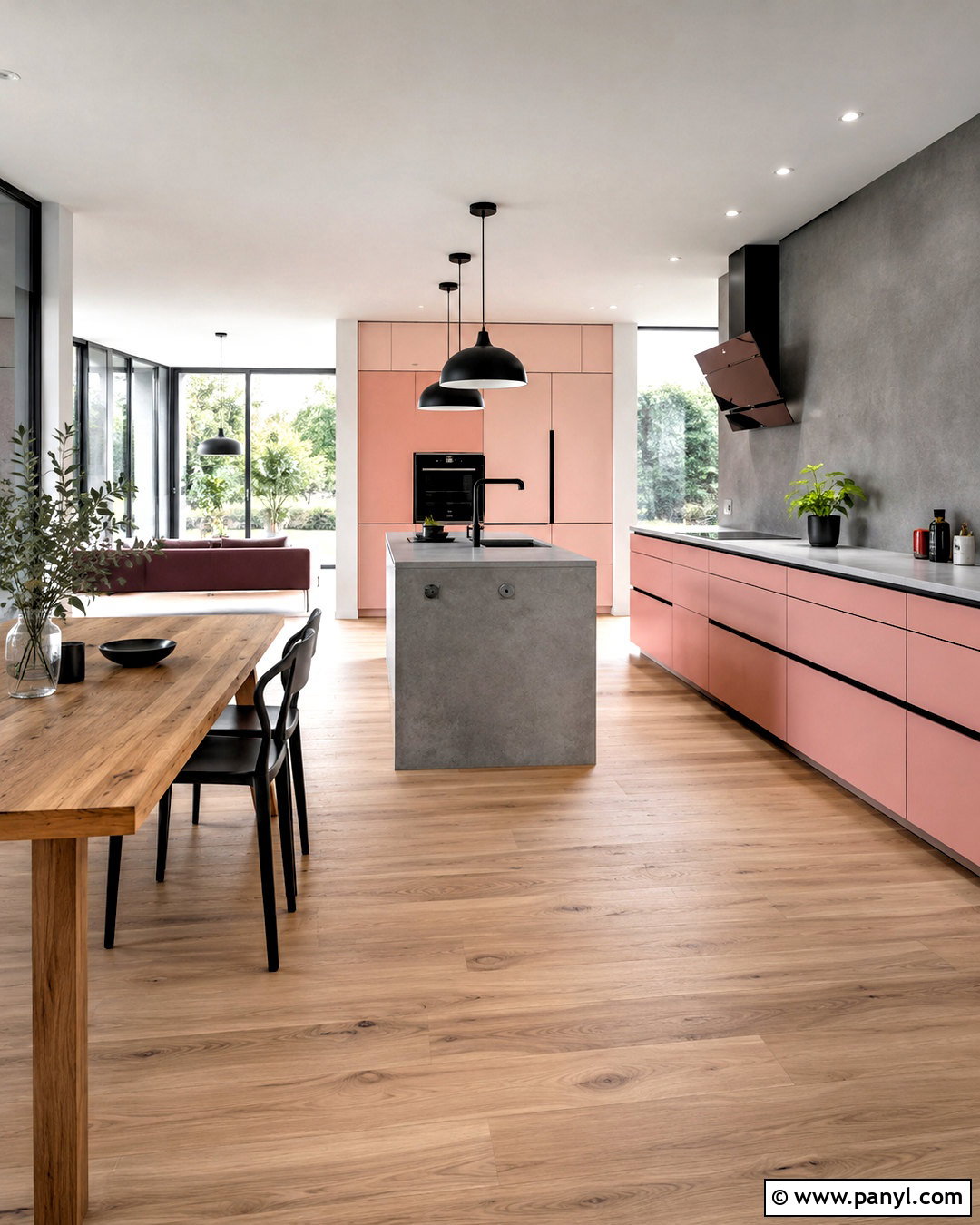 Pink And Concrete Grey Kitchen - 20 pink and grey kitchen ideas
