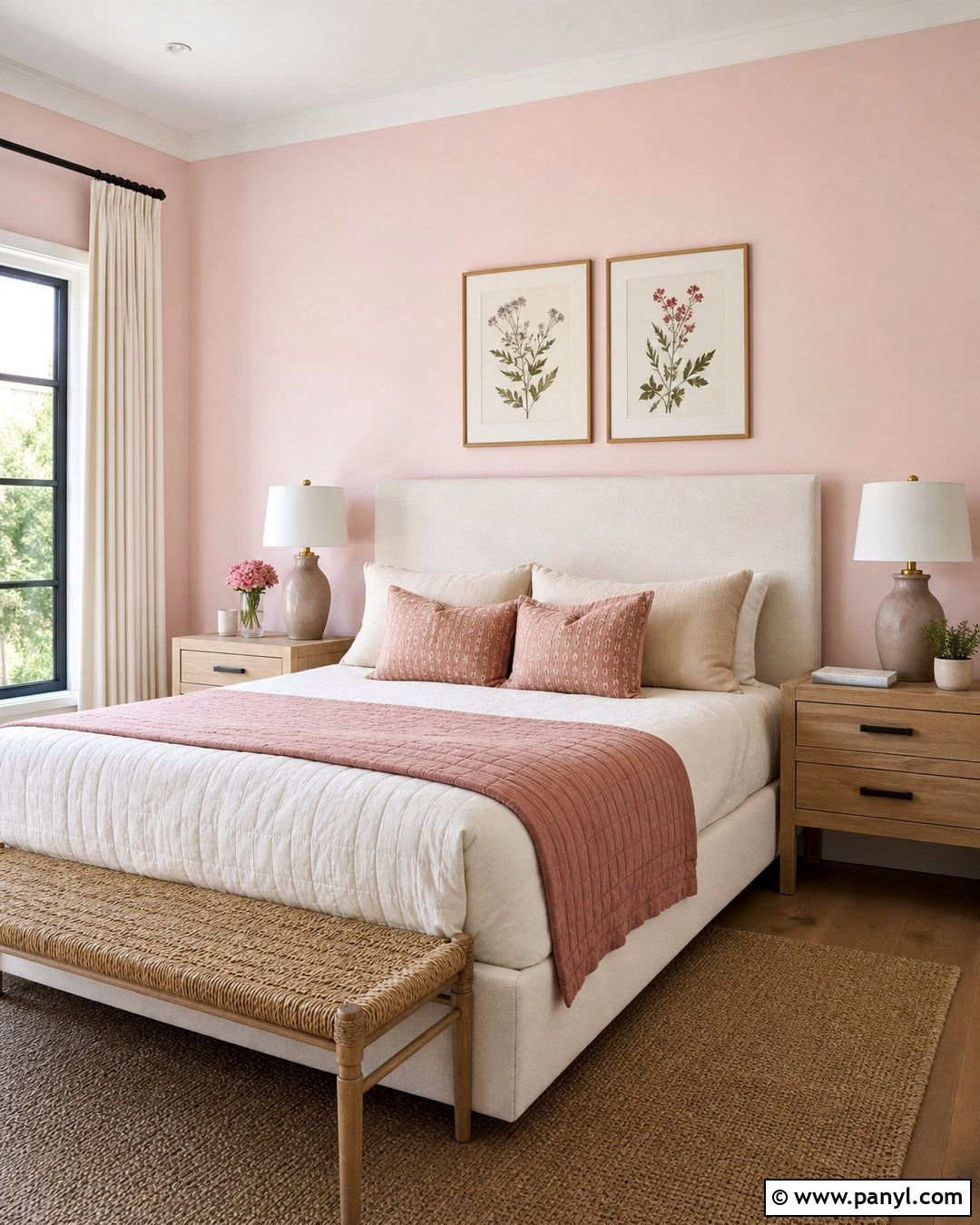 Pink And Cream Guest Bedroom - 50 Pink Wall Ideas
