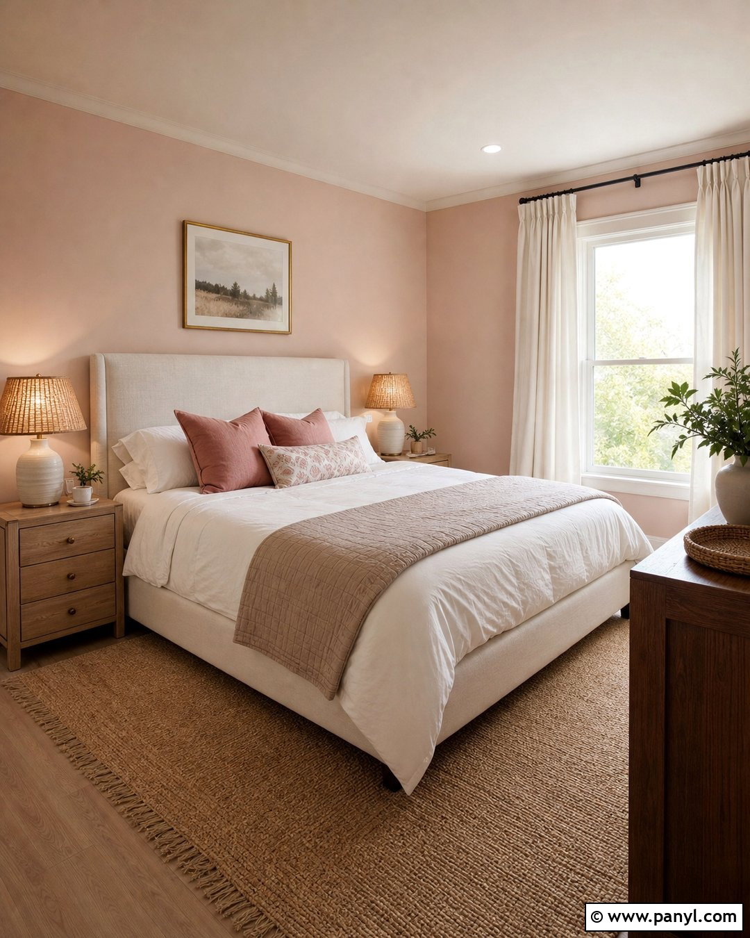 Pink And Cream Guest Room - 35 Pink Wall Color Ideas