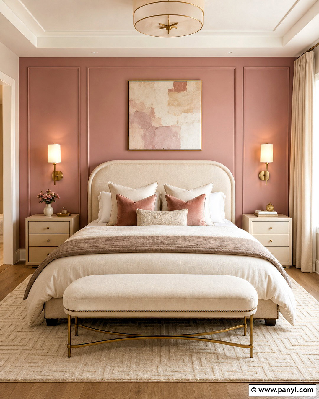 Pink And Gold Bedroom - 20 pink feature wall bedroom ideas