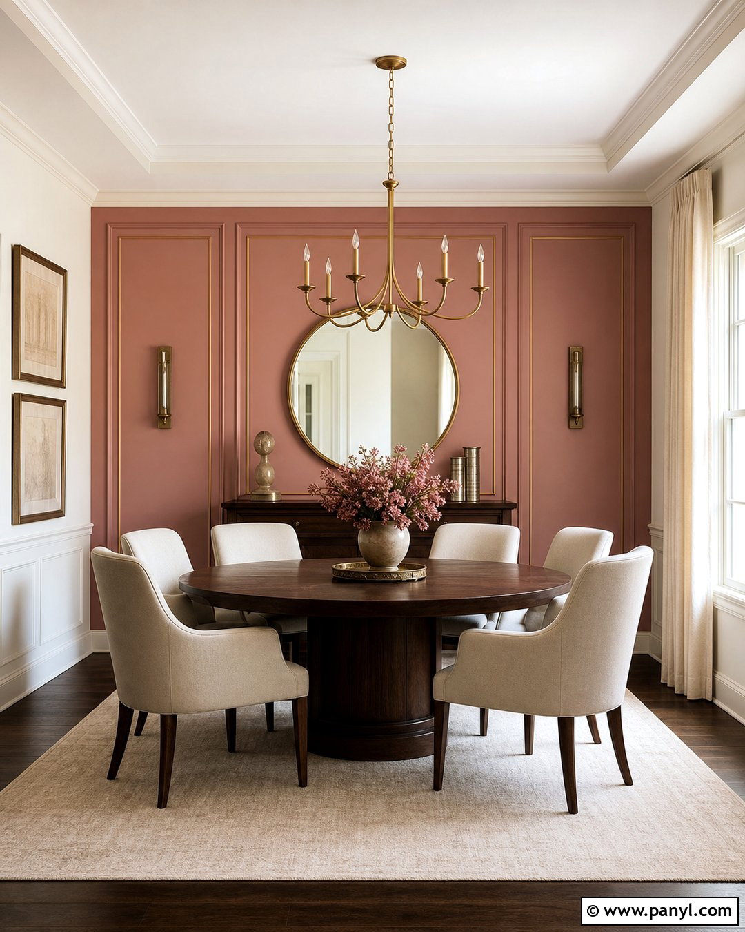Pink And Gold Dining Room Accent Wall - 35 pink accent walls