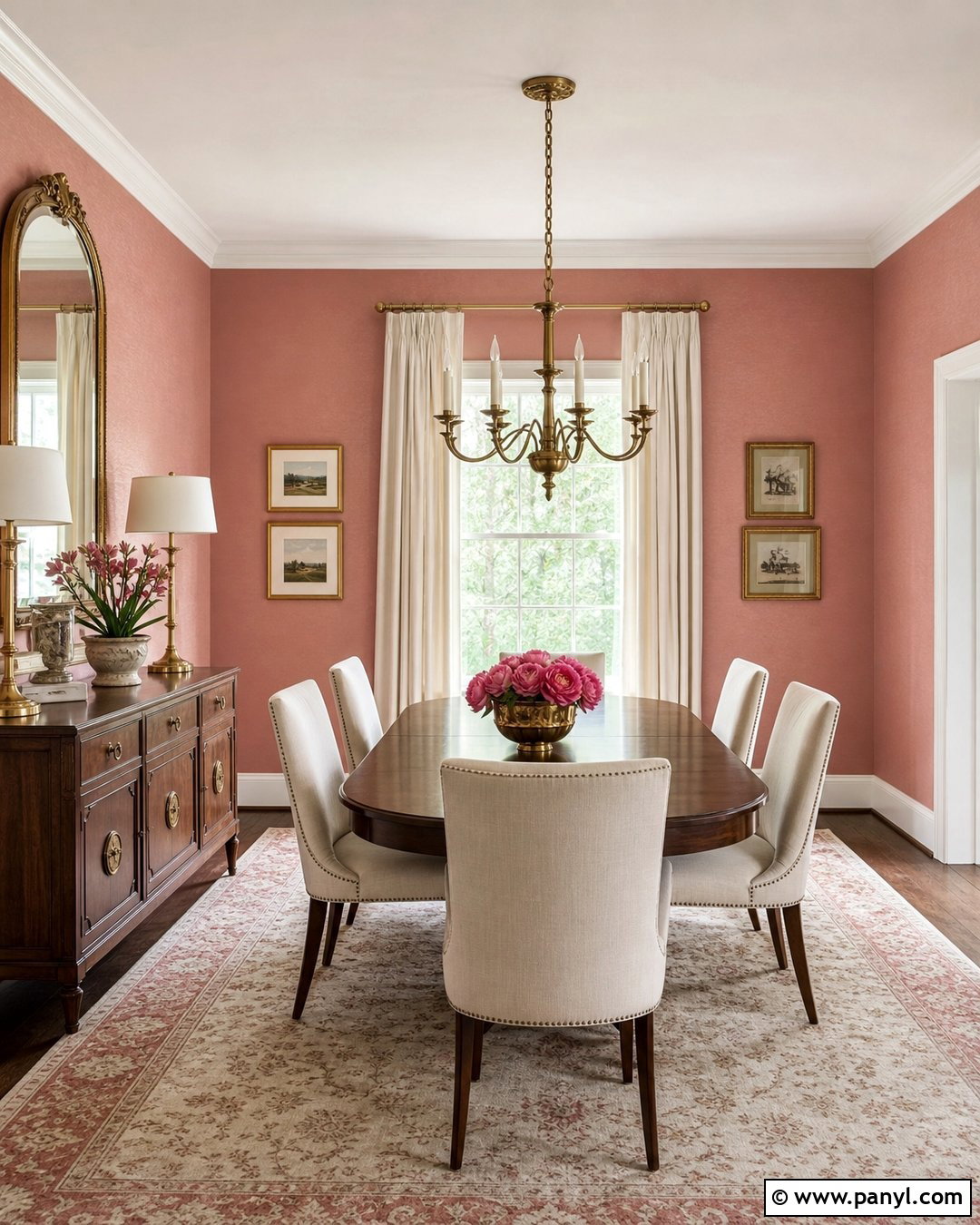 Pink And Gold Dining Room - 50 Pink Wall Ideas