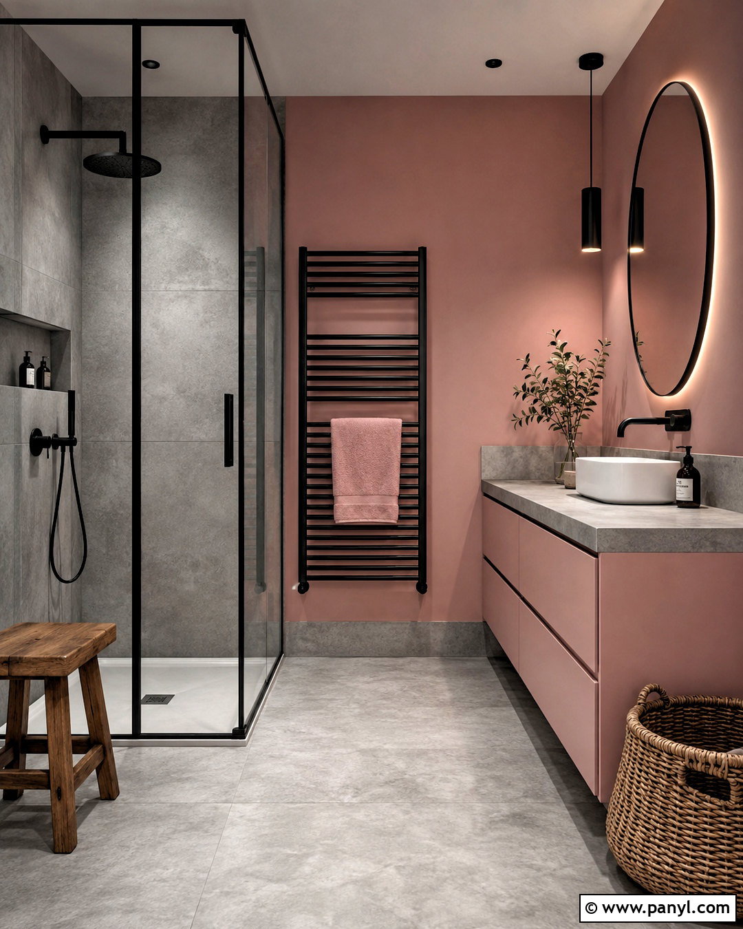 Pink And Gray Bathroom With Concrete Details - 20 pink bathroom ideas decor ideas
