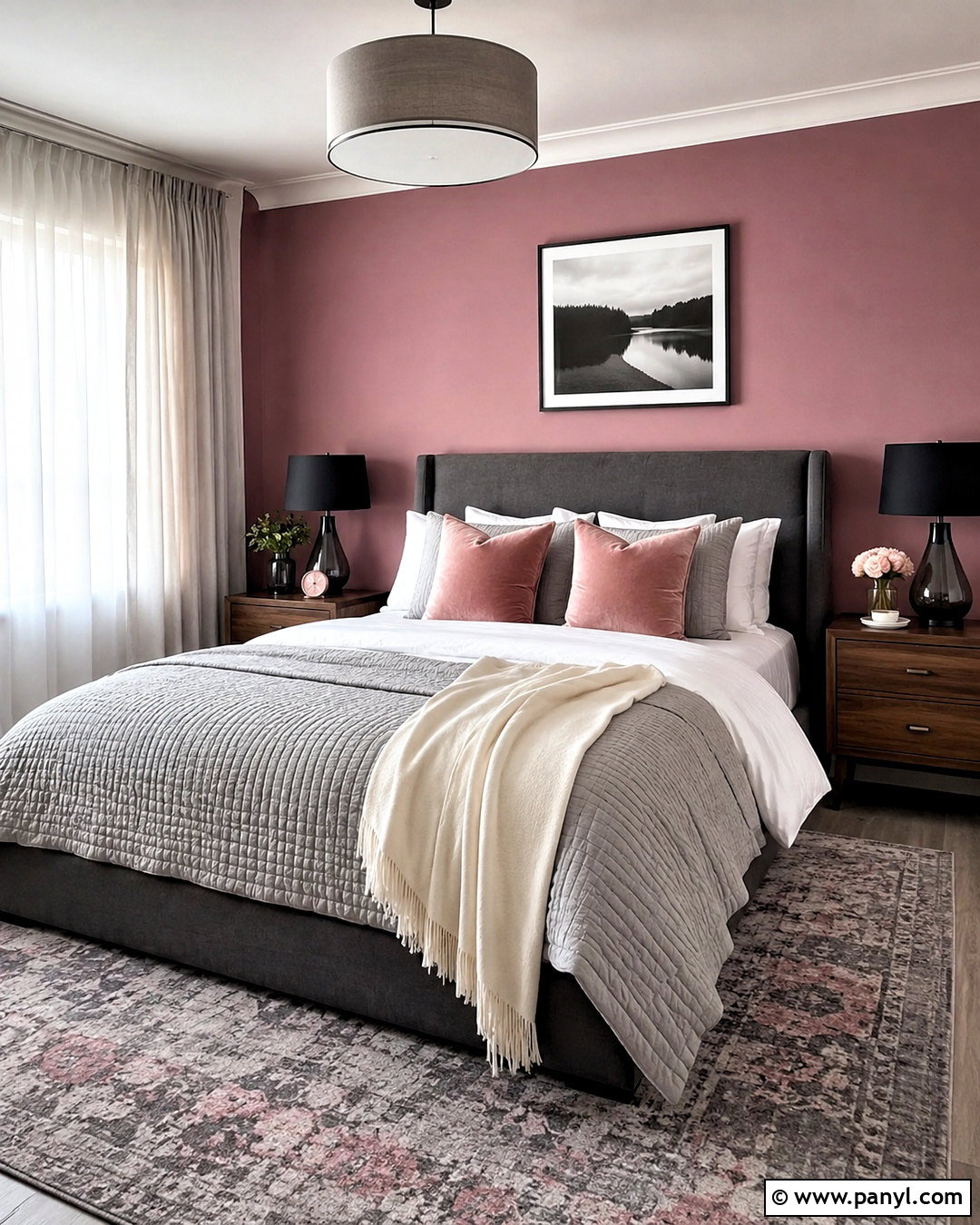 Pink And Gray Bedroom - 20 pink feature wall bedroom ideas