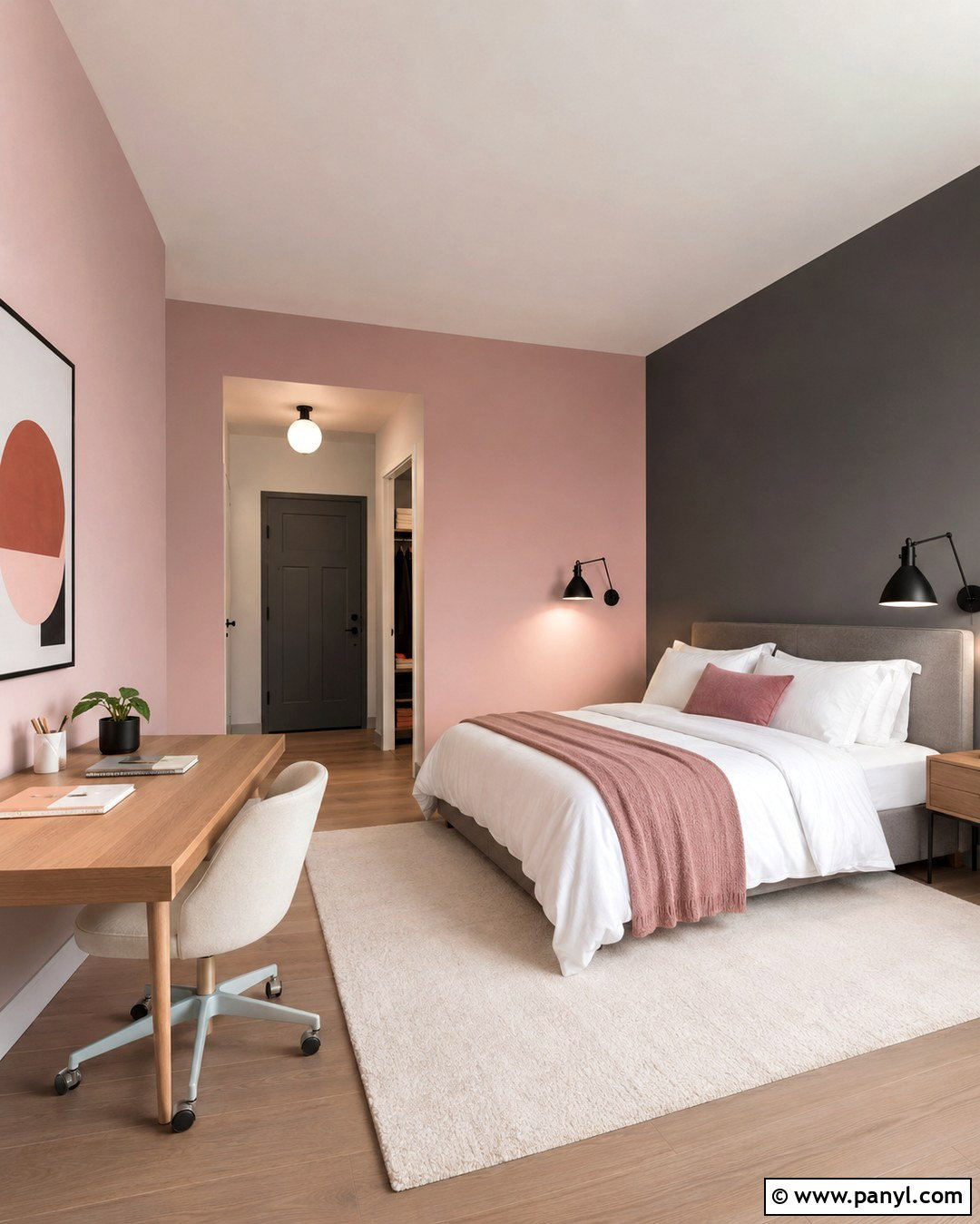 Pink And Gray Color Block Bedroom Walls - 20 Pink And Gray Walls