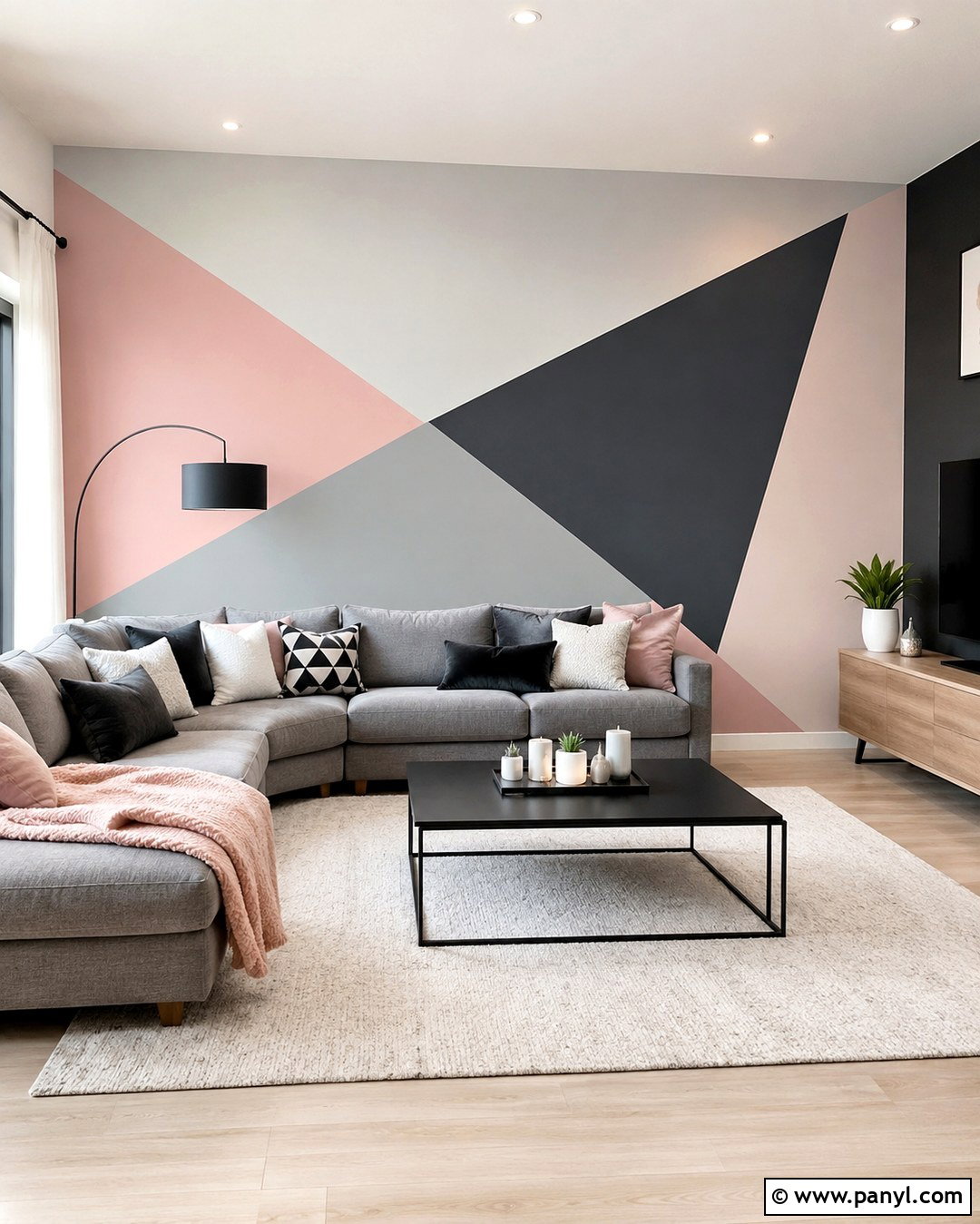 Pink And Gray Geometric Accent Wall - 20 Pink And Gray Walls