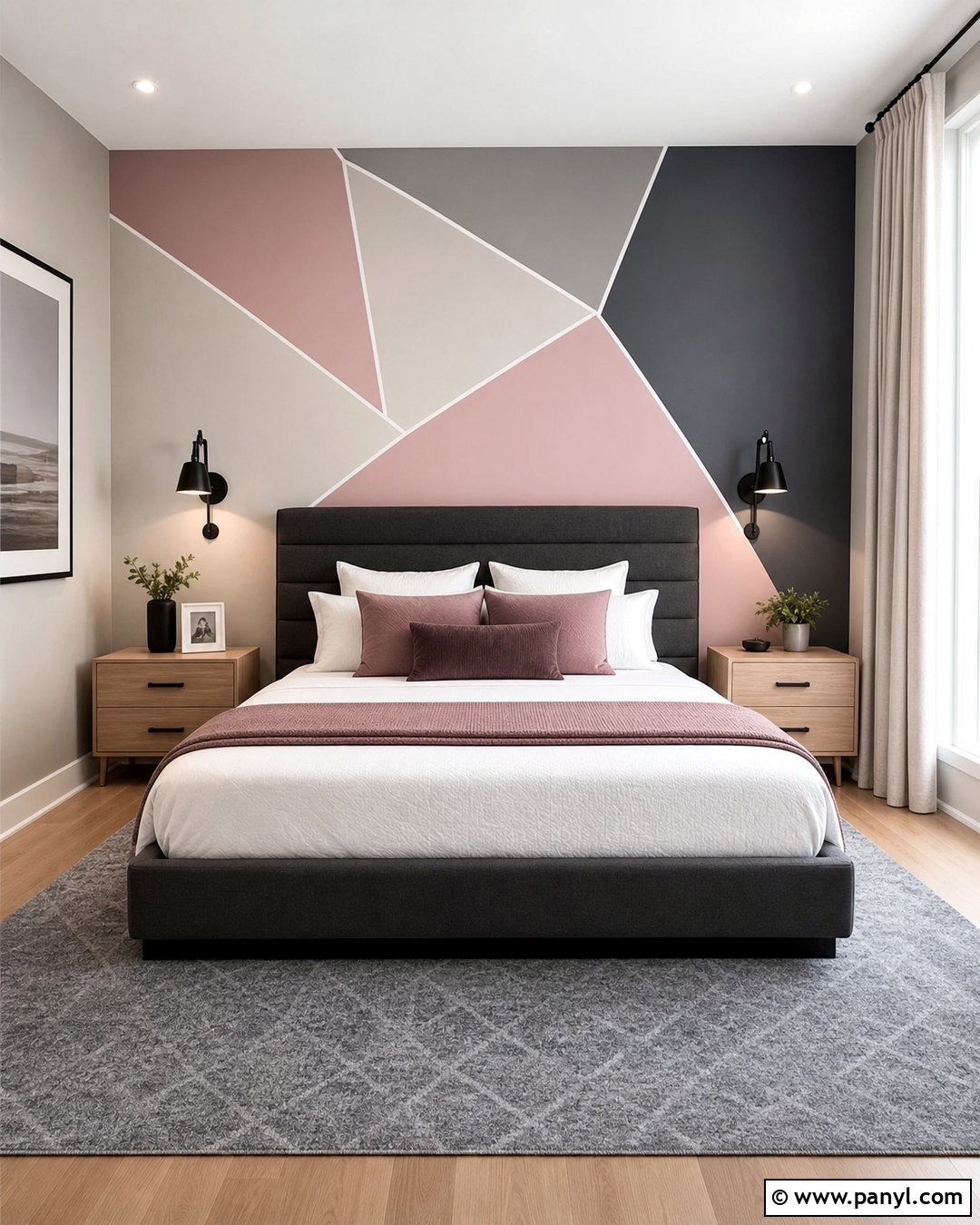 Pink And Gray Geometric Wall Pattern - 35 geometric wall paint patterns
