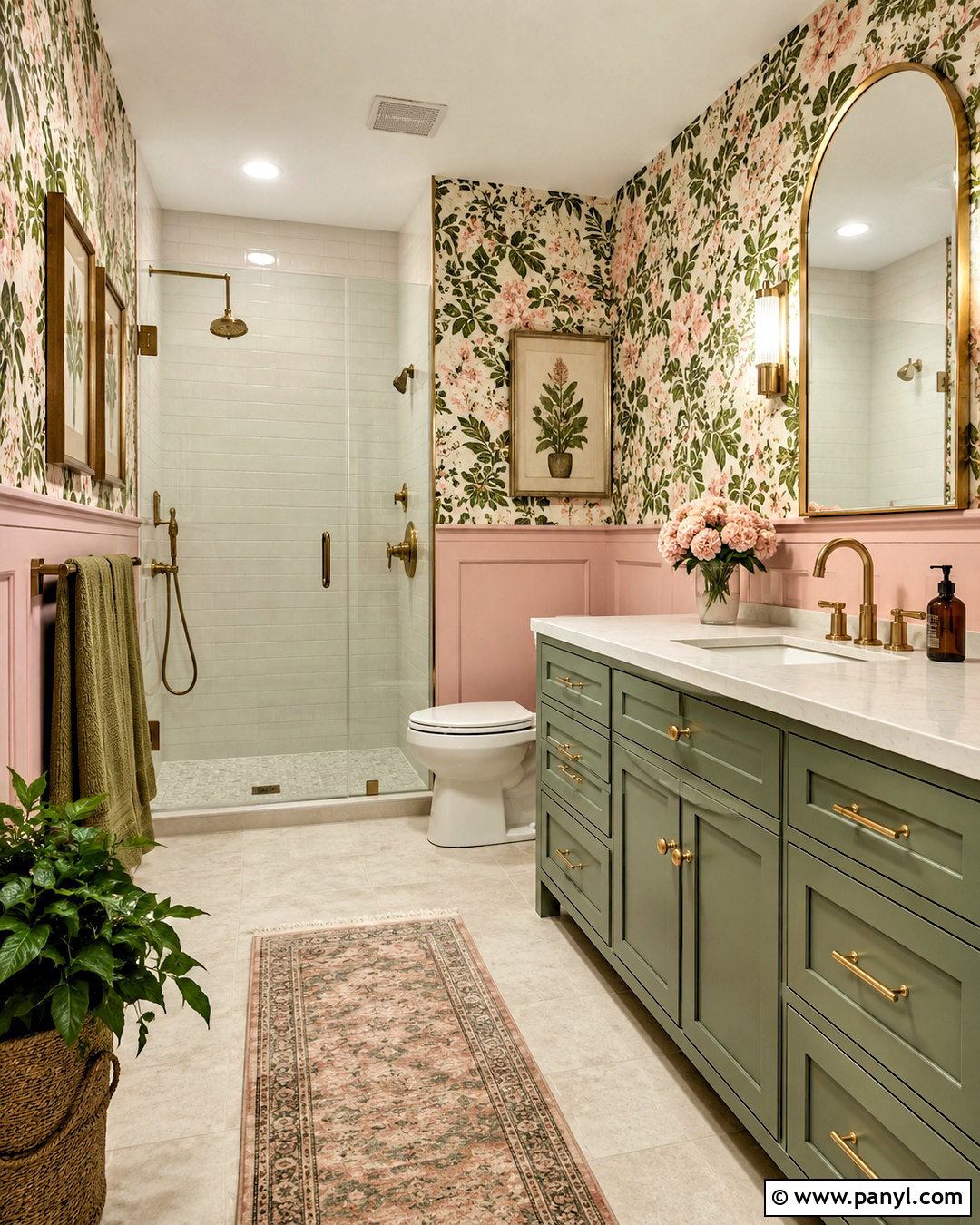 Pink And Green Bathroom With Botanical Decor - 20 pink bathroom ideas decor ideas