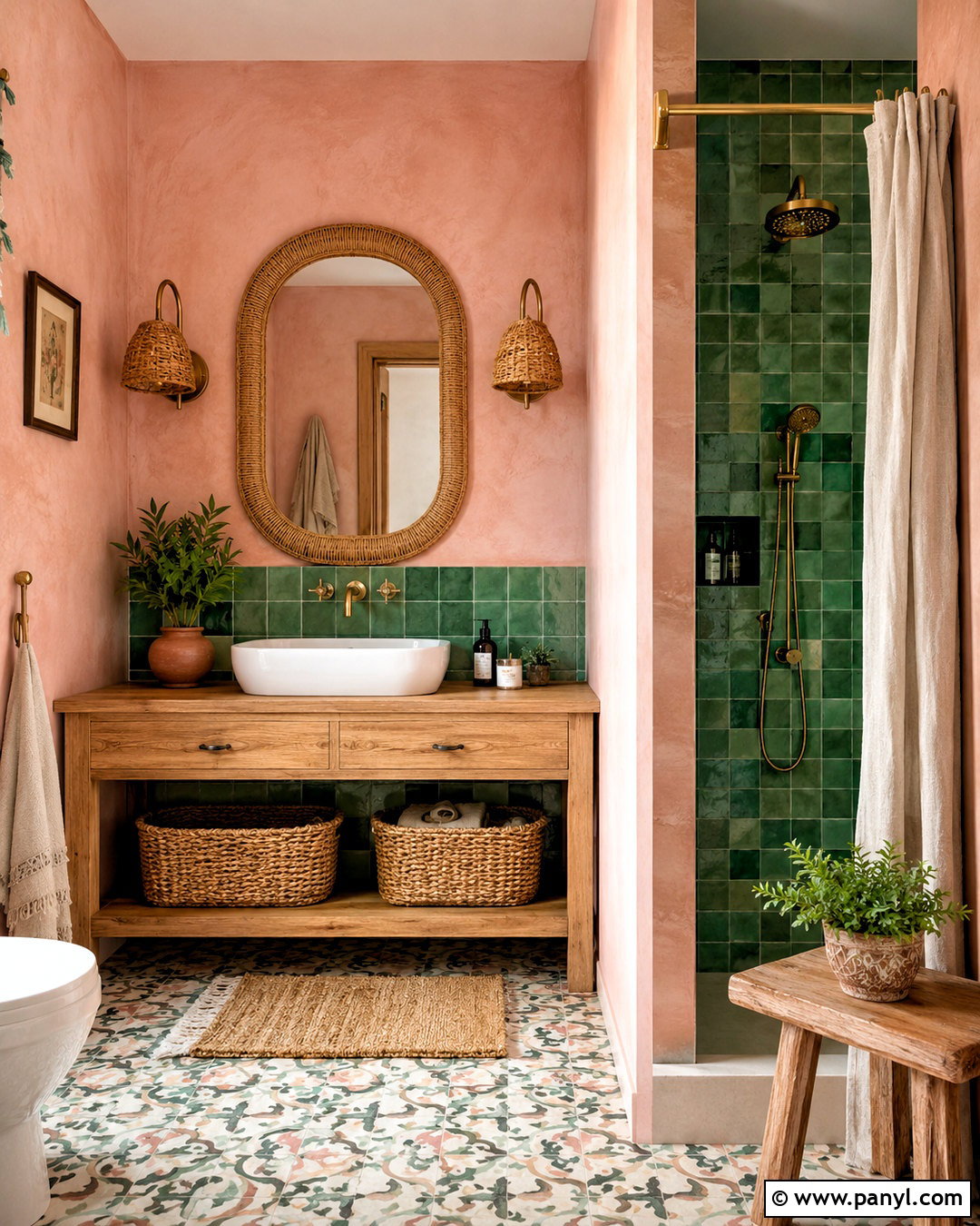 Pink And Green Boho Bathroom - 20 pink and green bathroom ideas
